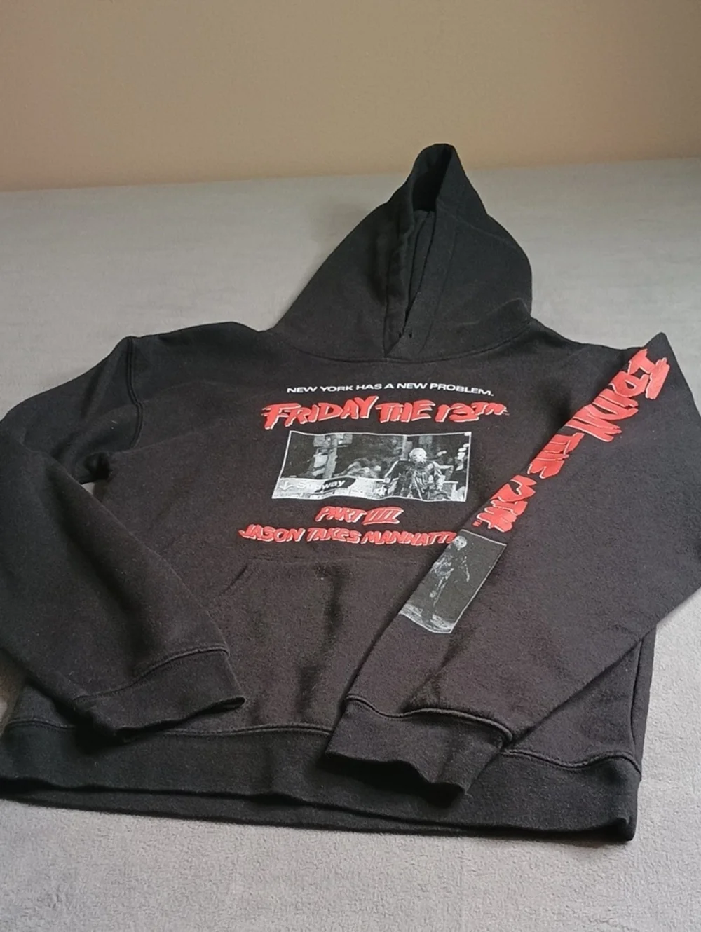 Black 'Friday the 13th' Graphic Crewneck Hoodie